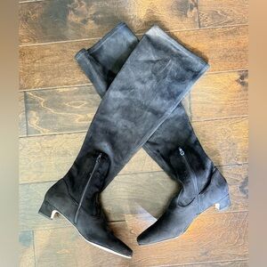 BERNARDO suede black tall knee boots 8.5 NEW kitten heel